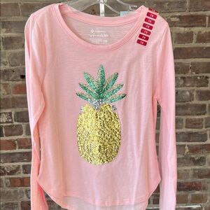 Pink Sequin Pineapple Long Sleeve Shirt